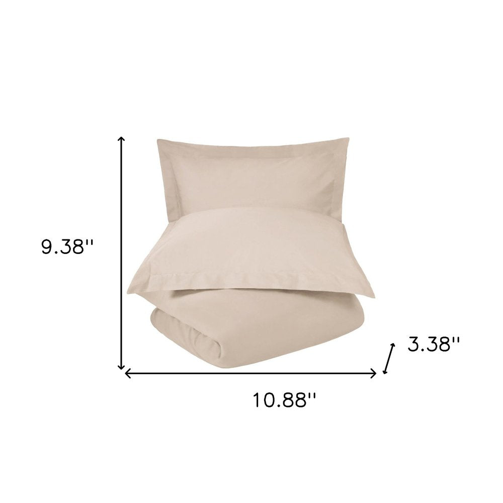 Tan Queen Cotton Washable Duvet Cover Set With Two Shams