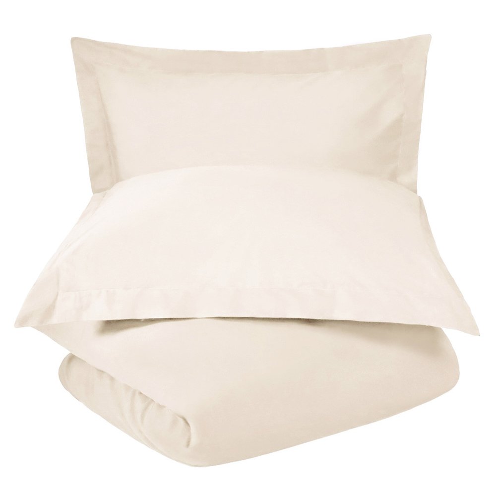 Ivory King Cotton Washable Duvet Cover Set With Two Shams