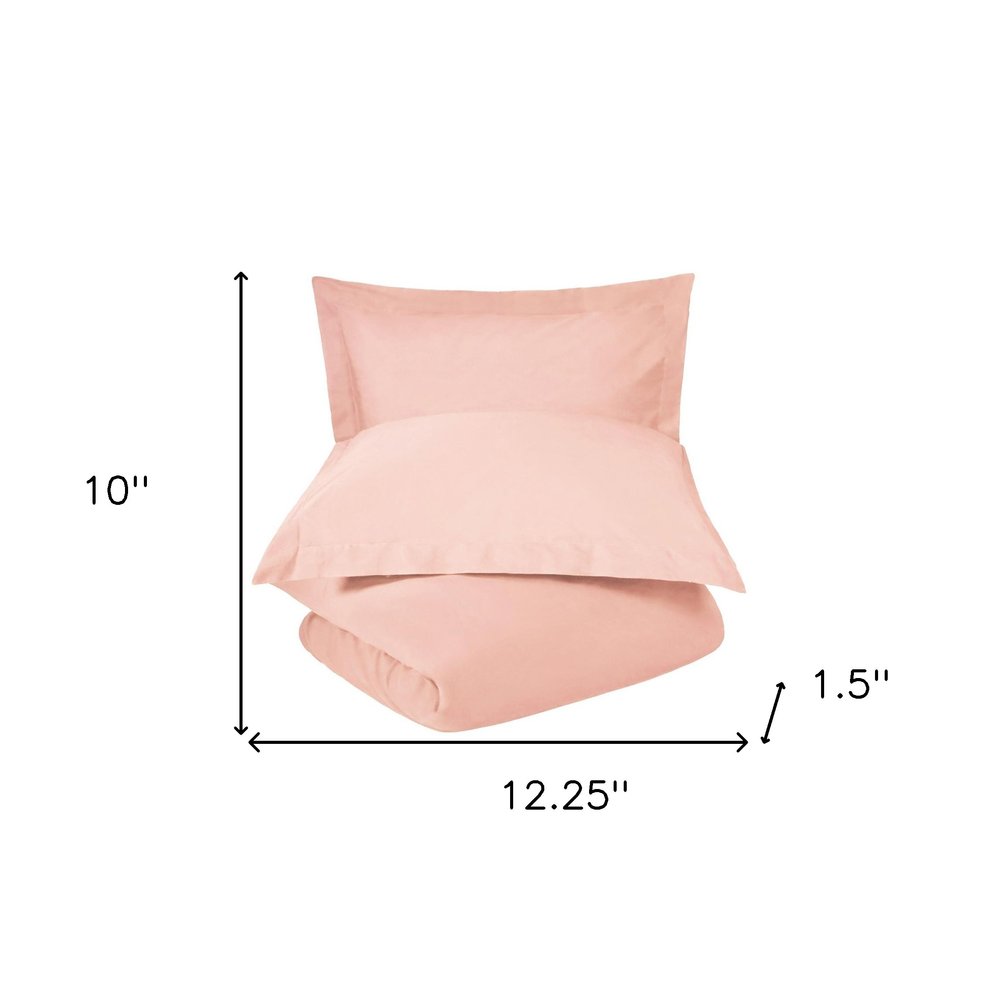 Blush Twin Cotton Washable Duvet Cover Set With Sham