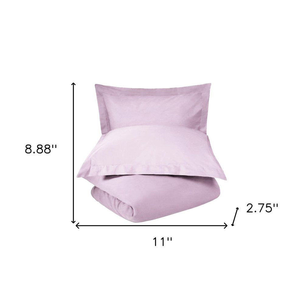 Lilac Twin Cotton Washable Duvet Cover Set With Sham