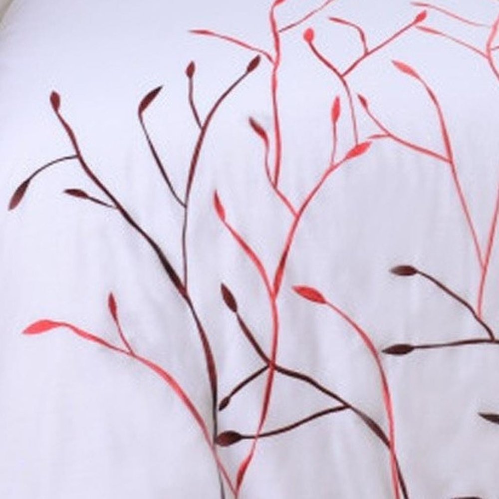 White And Red Queen Cotton Washable Duvet Cover Set With Two Shams