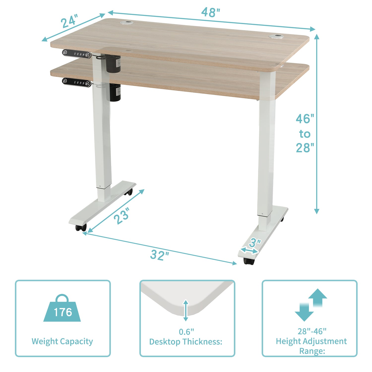 48" Adjustable Light Khaki And White Standing Desk