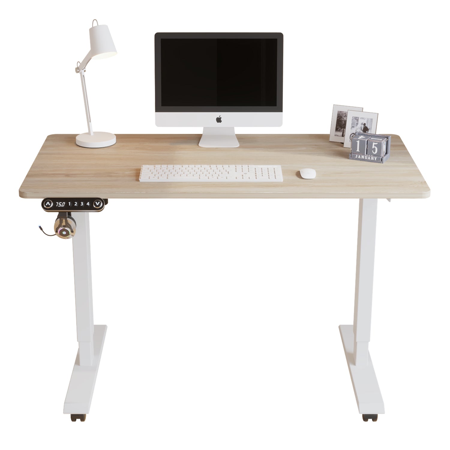 48" Adjustable Light Khaki And White Standing Desk