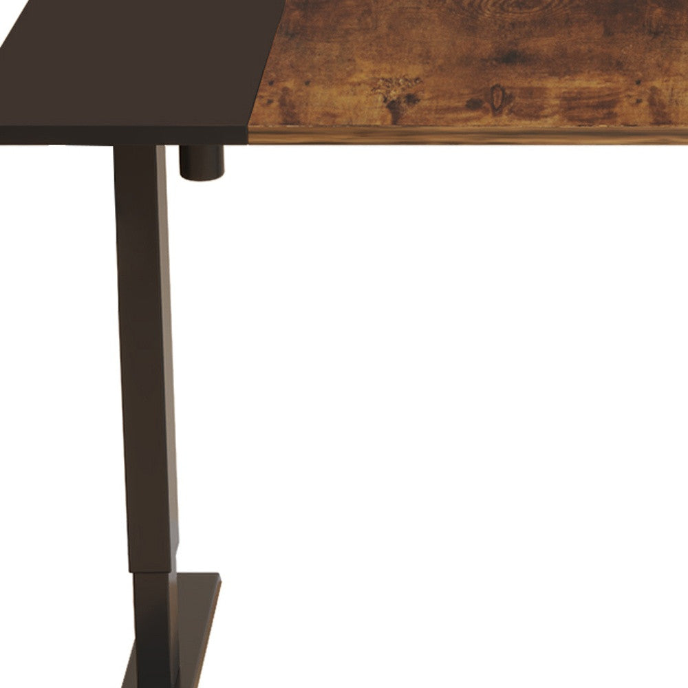 55" Adjustable Brown And Black And Black Standing Desk