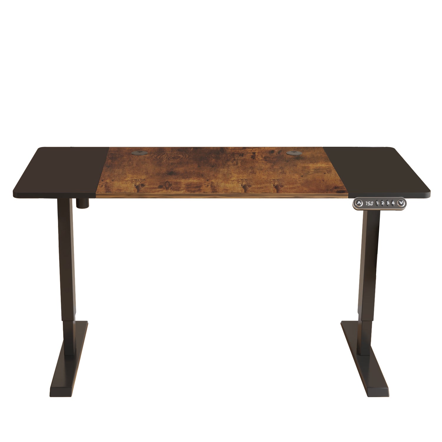 55" Adjustable Brown And Black And Black Standing Desk