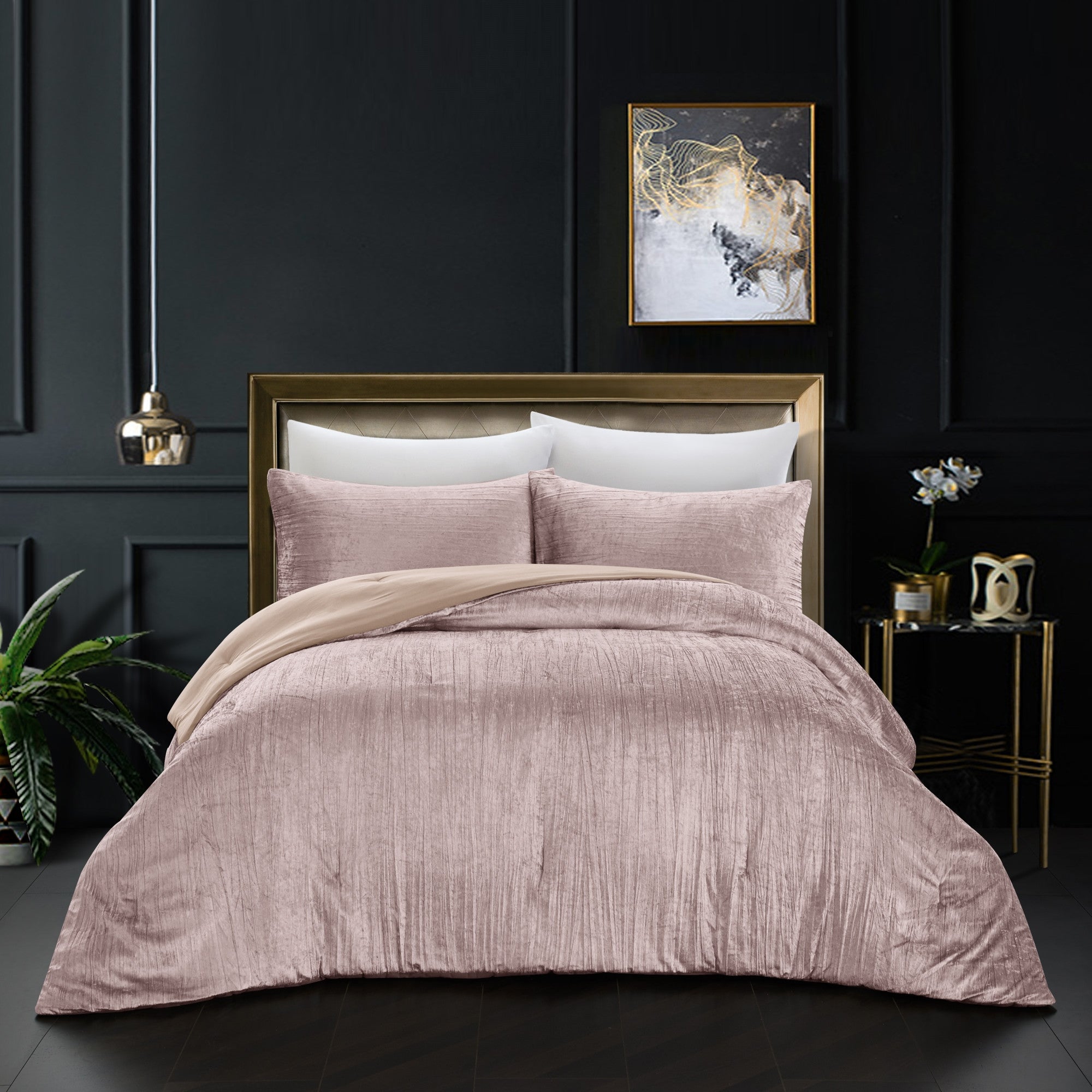 Blush Queen Polyester 180 Thread Count Washable Down Comforter Set