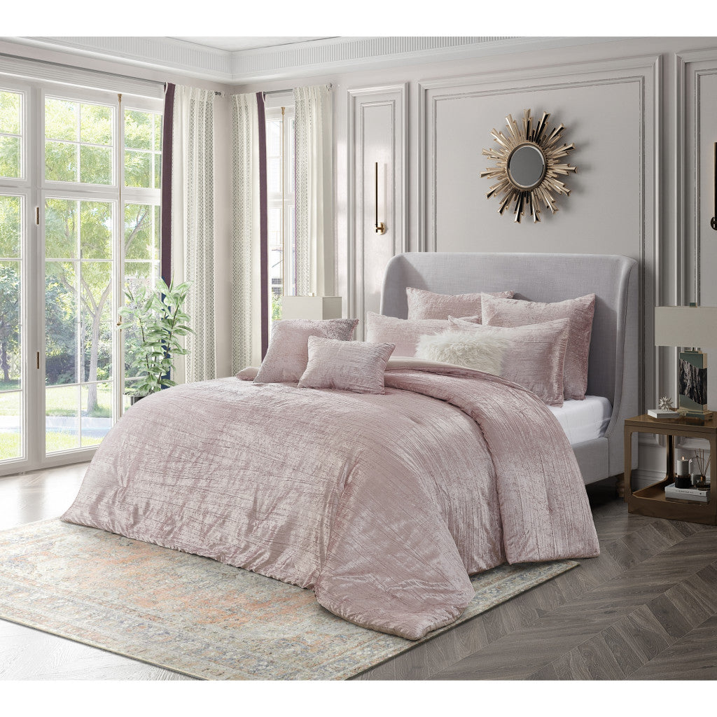 Blush Queen Polyester 220 Thread Count Washable Down Comforter Set