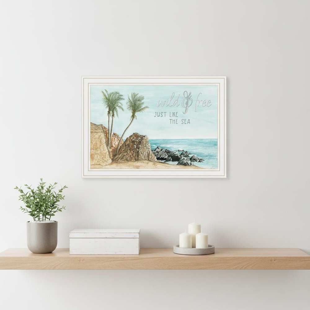 WILD AND FREE JUST LIKE THE SEA Black Framed Print Wall Art