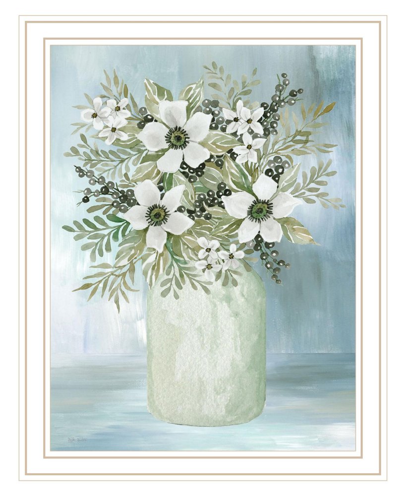 White Blooms White Framed Print Wall Art