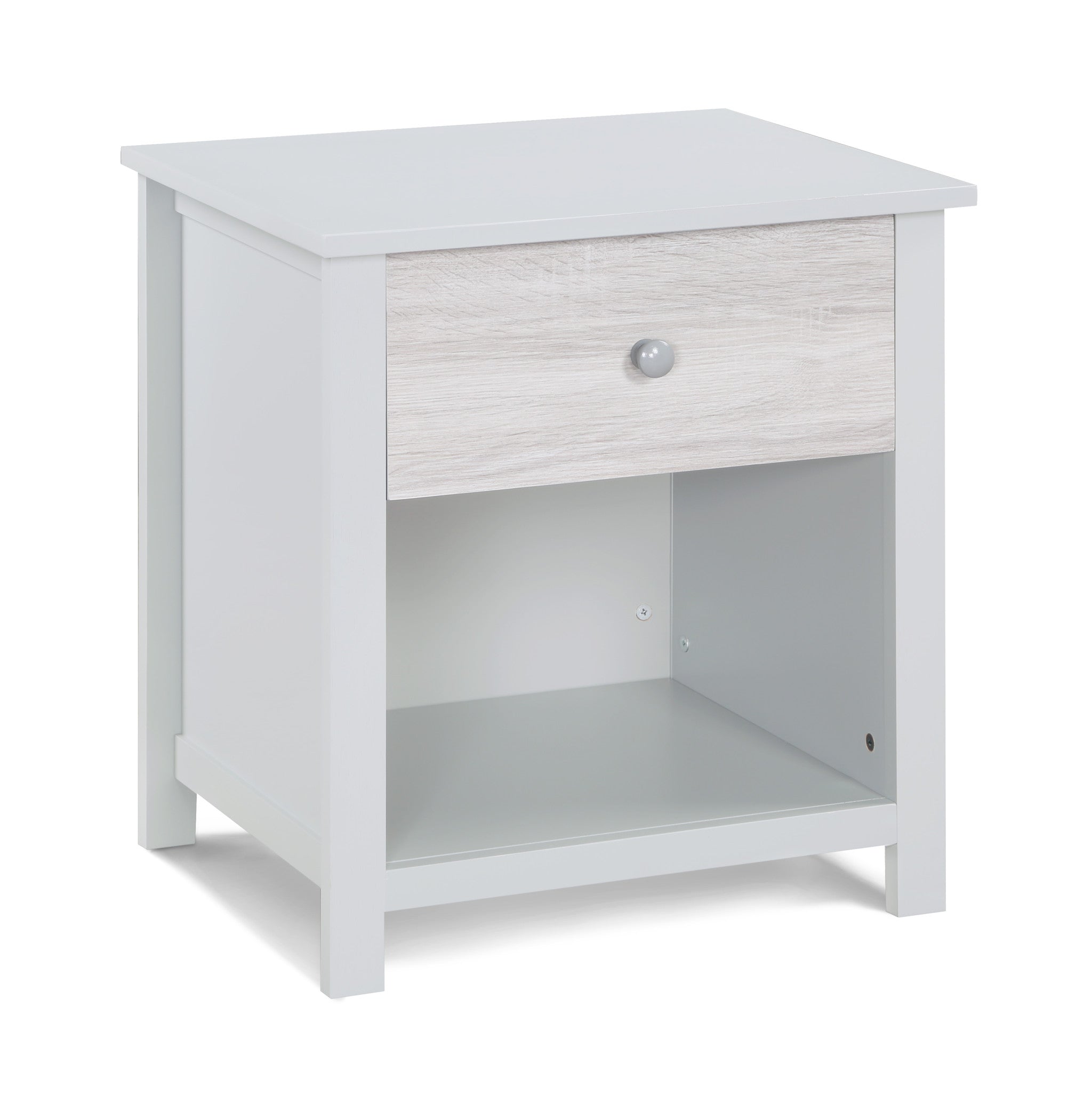 24" Gray Solid Wood and Wood One Drawer Nightstand