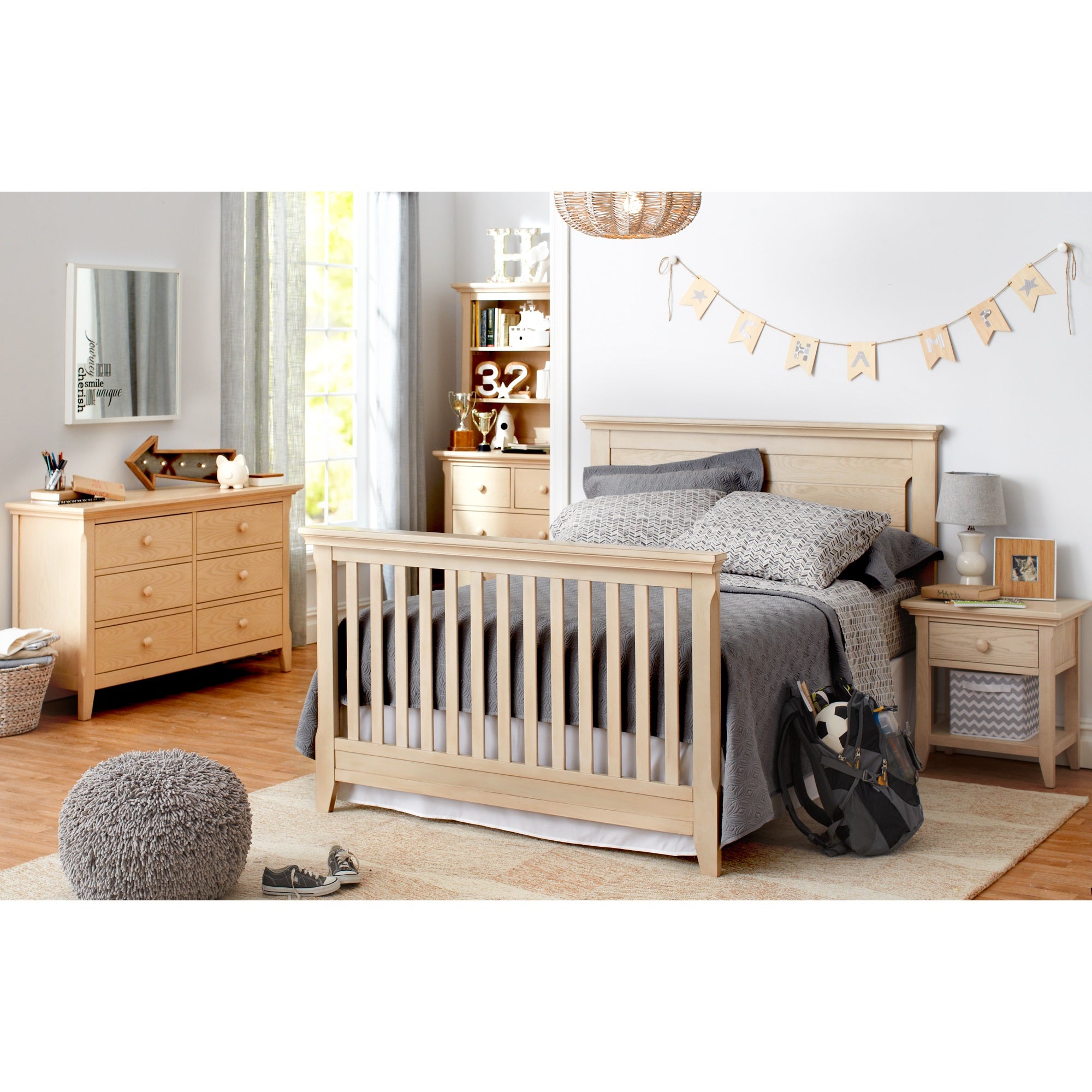 24" Sand Solid Wood Solid and Manufactured Wood One Drawer Nightstand