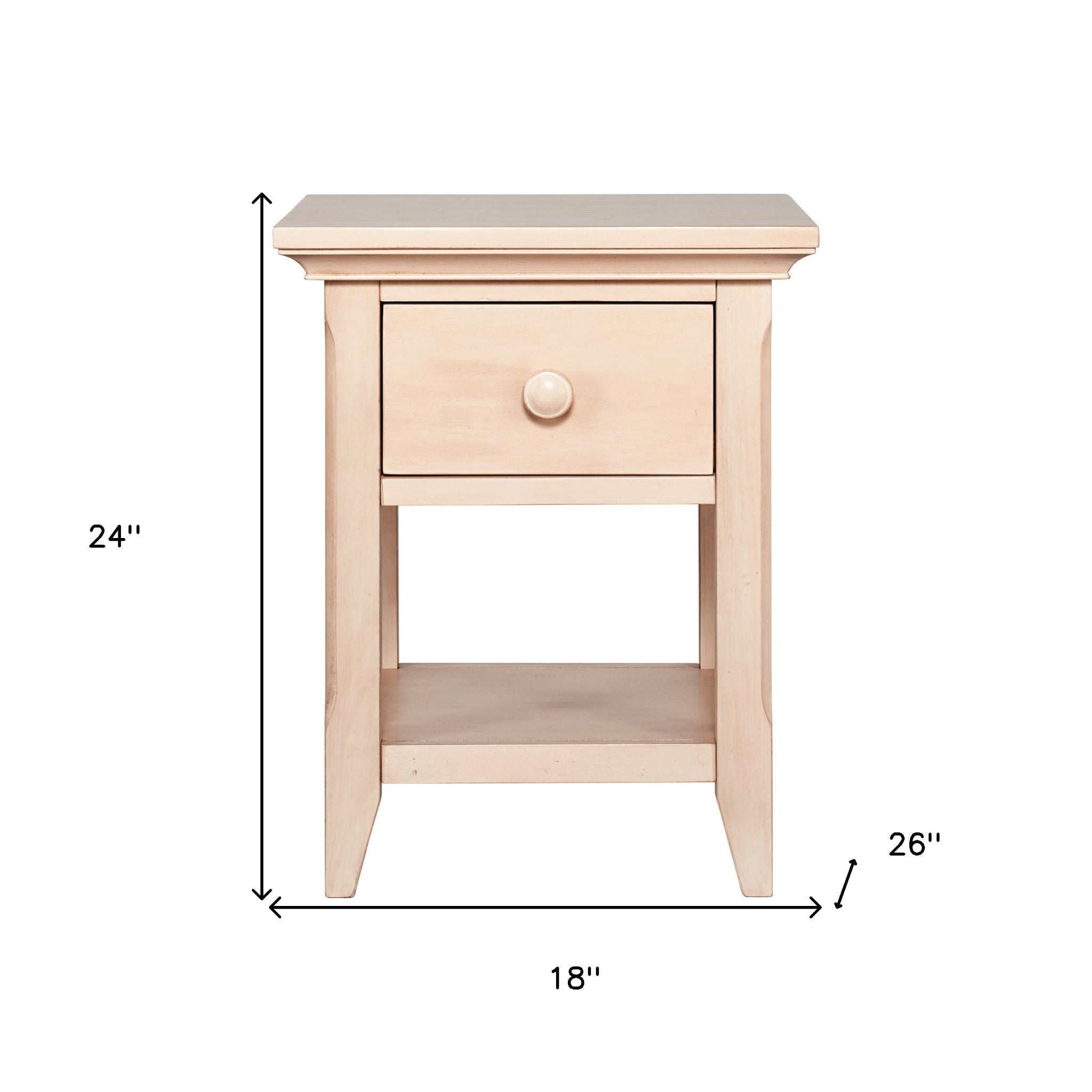 24" Sand Solid Wood Solid and Manufactured Wood One Drawer Nightstand