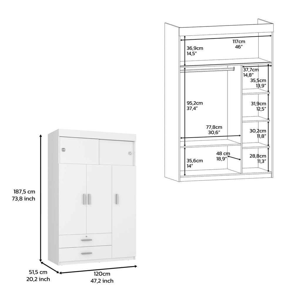 47" White Wood Four Drawer Dresser