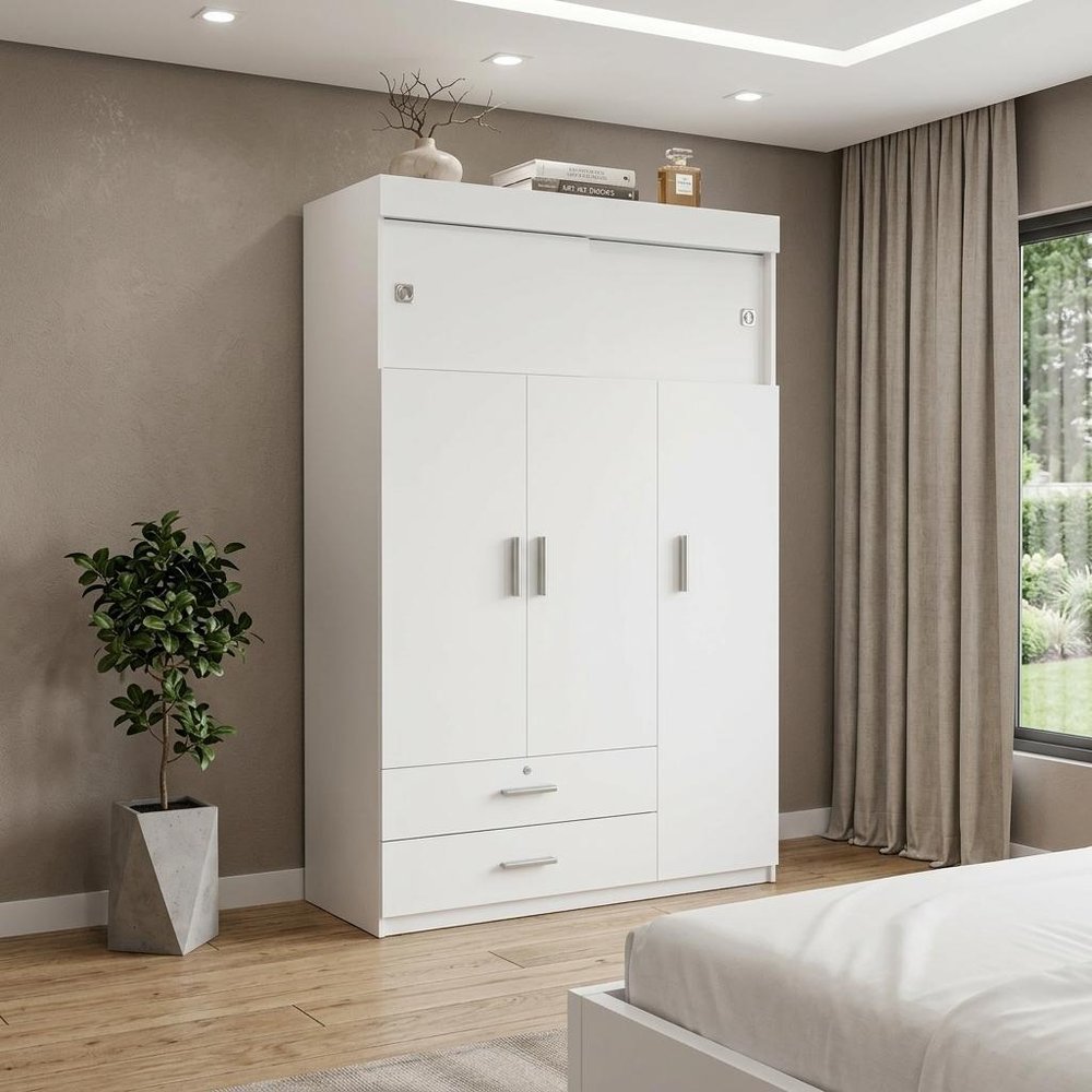 47" White Wood Two Drawer Dresser