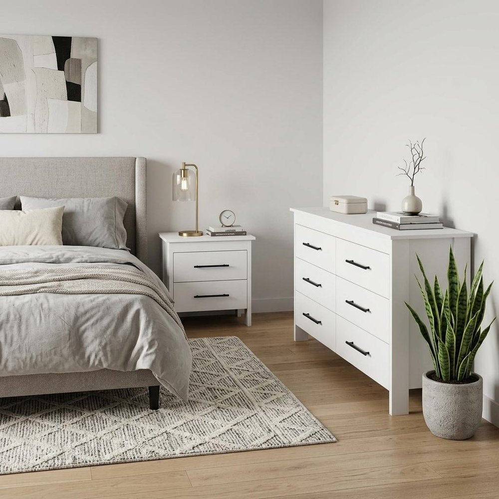 Two Piece White Bedroom Set