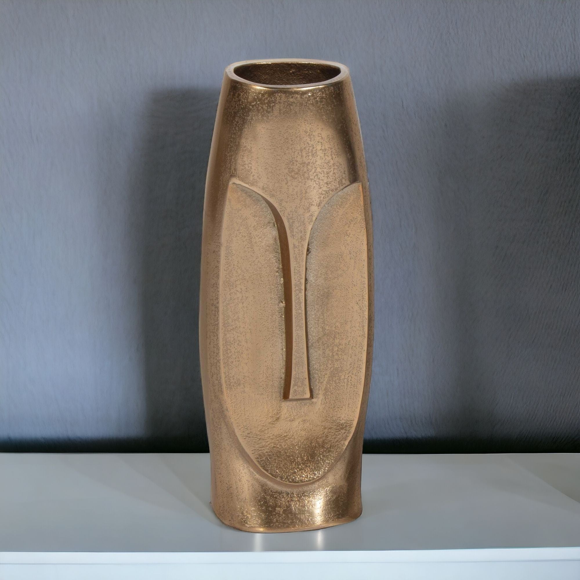 13" Gold Aluminum Faces Cylinder Table Vase