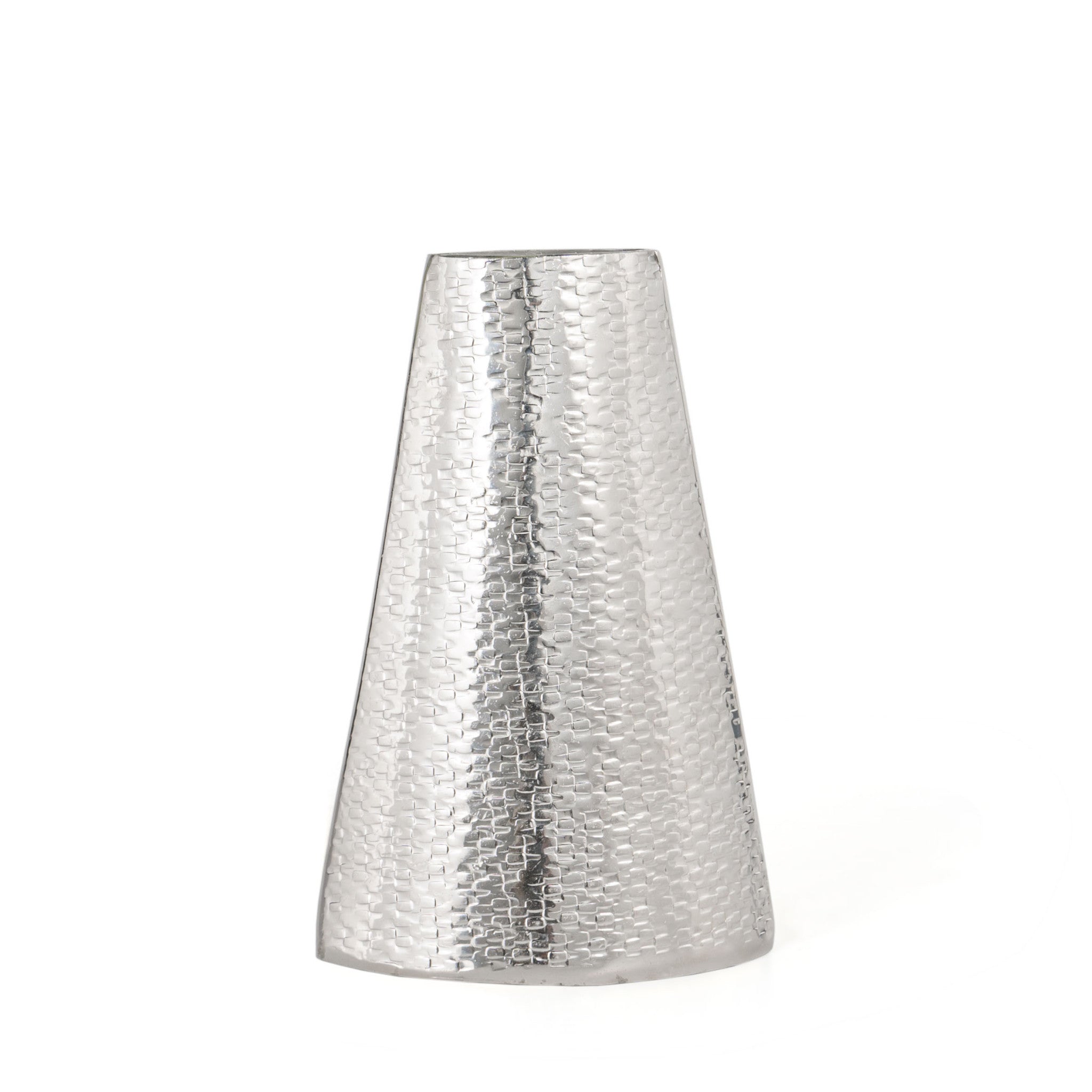 10" Silver Abstract Cylinder Cone Table Vase