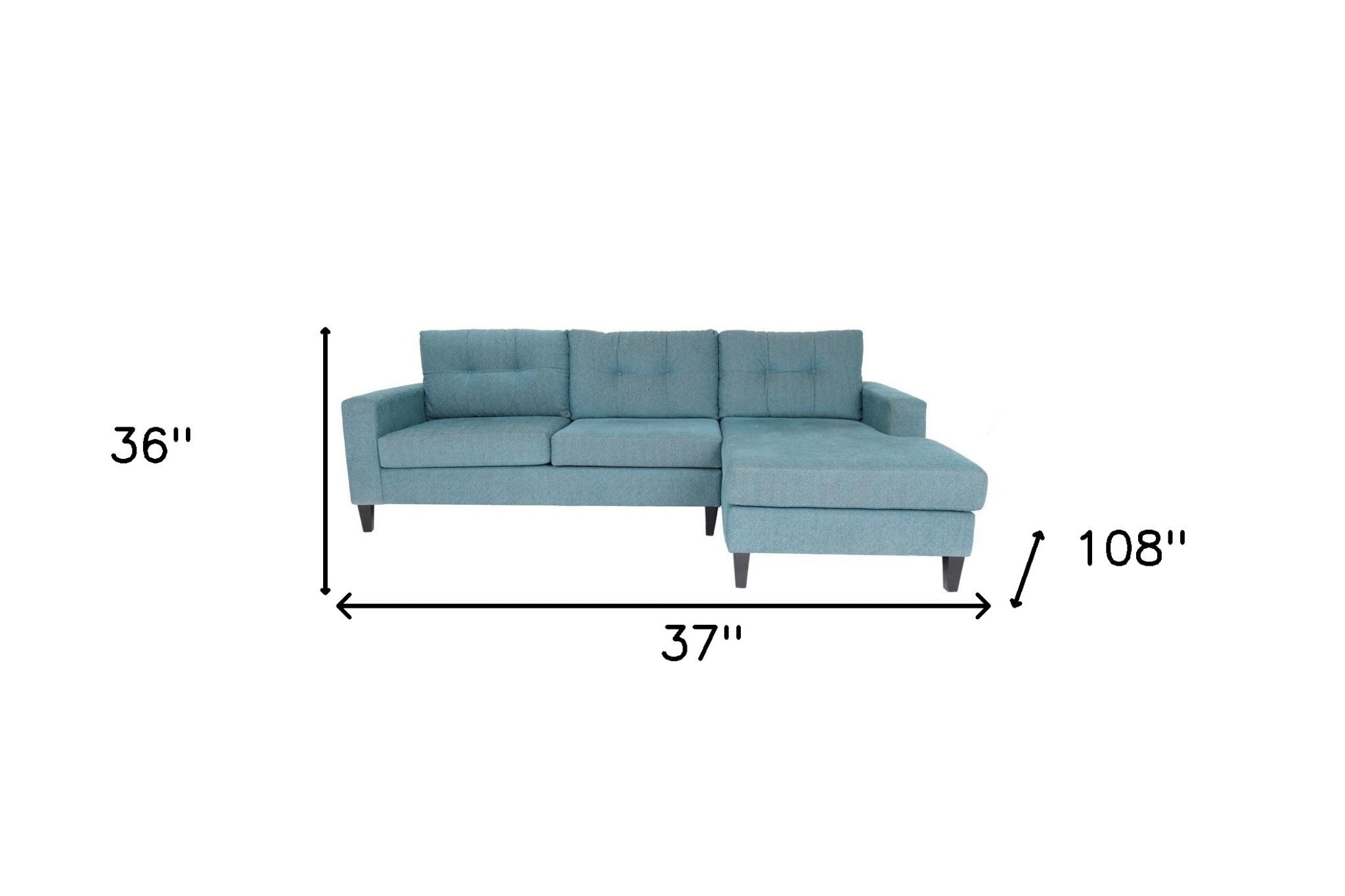 Blue Polyester Blend Stationary L Shaped Two Piece Corner Sectional