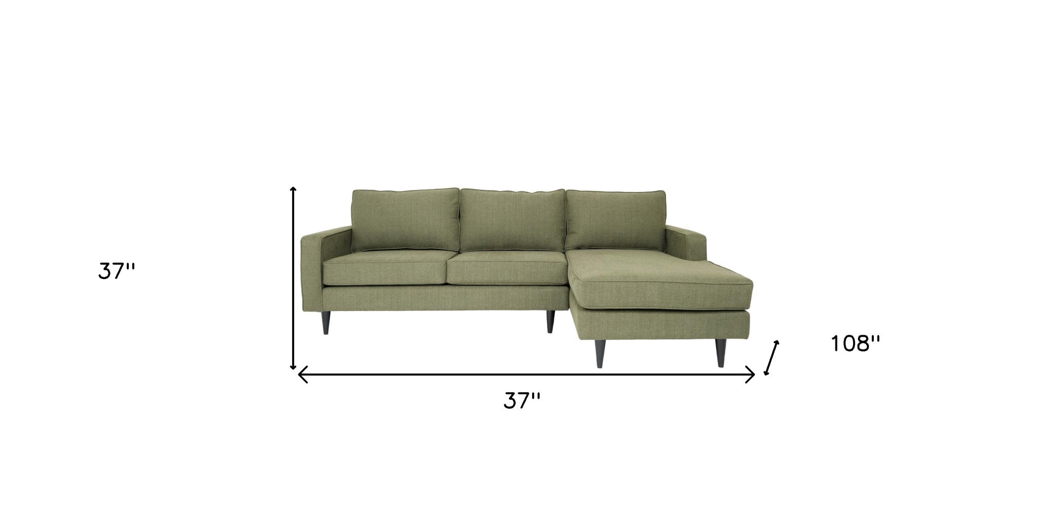 Green Polyester Blend Stationary L Shaped Two Piece Corner Sectional