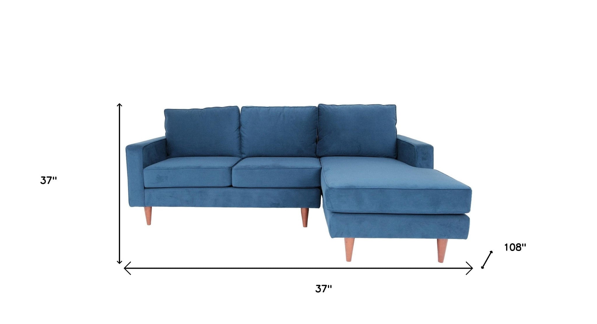 Navy Blue Polyester Blend L Shaped Two Piece Corner Sectional
