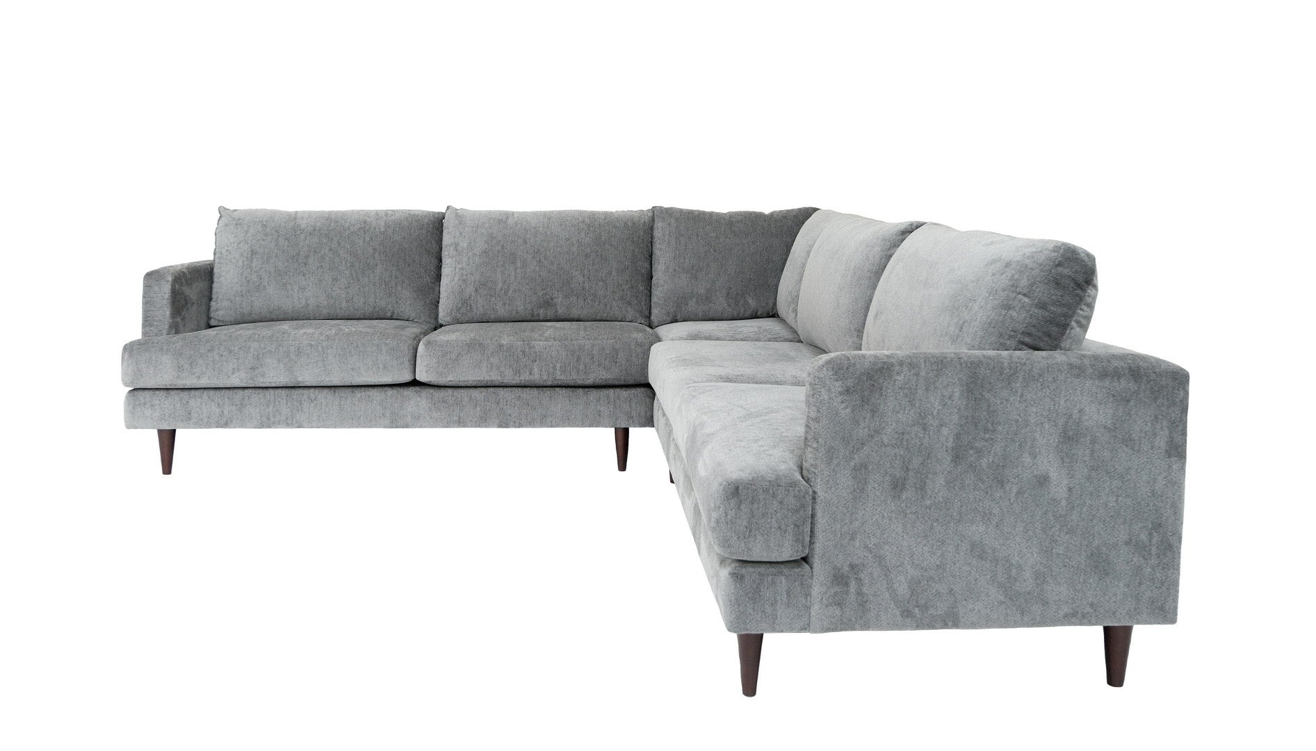 Silver Velvet L Shaped Three Piece Sectional