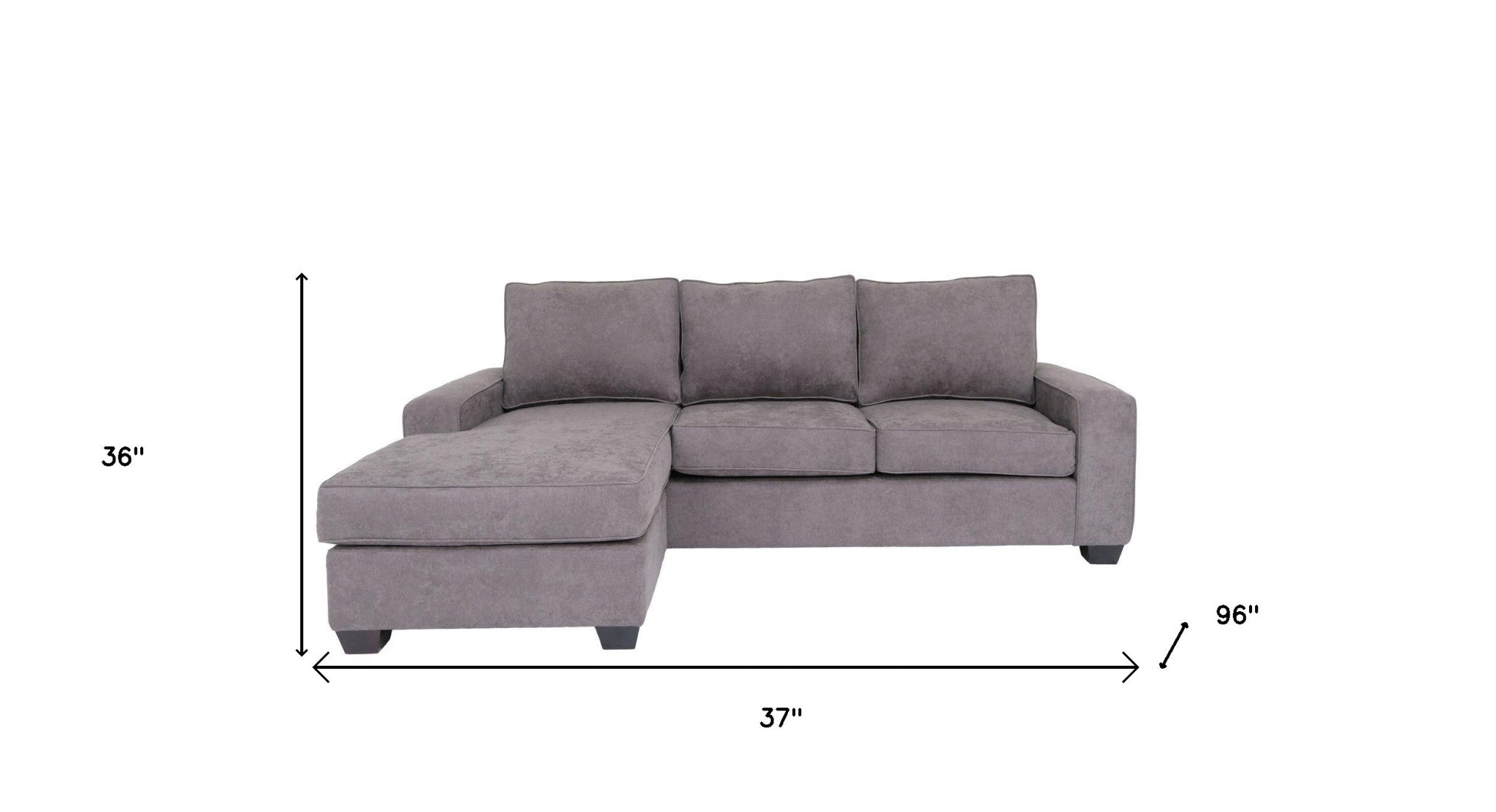Gray Polyester Blend Stationary L Shaped Two Piece Corner Sectional
