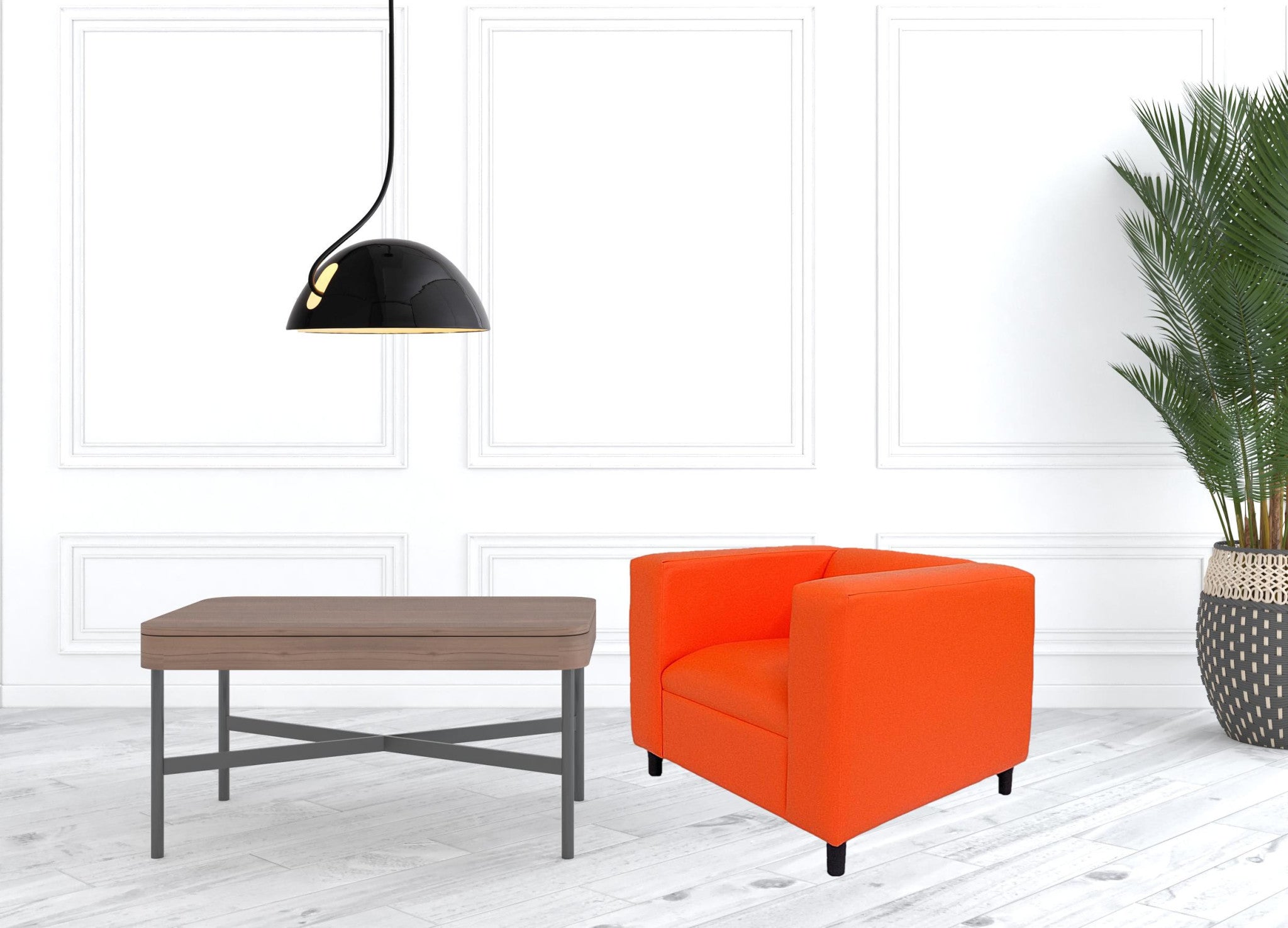 36" Orange and Black Faux Leather Club Chair