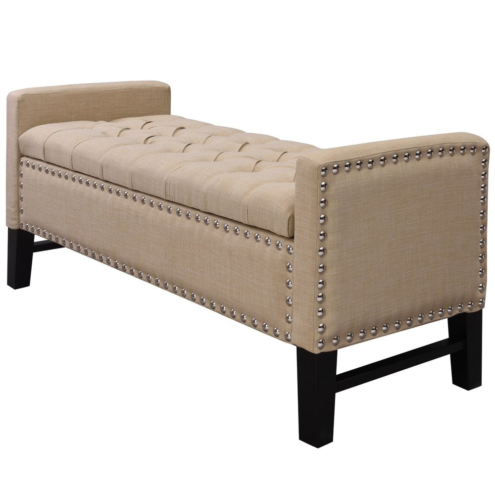 50" Espresso Upholstered PU Leather Bench with Flip top