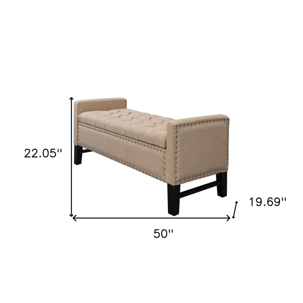 50" Espresso Upholstered PU Leather Bench with Flip top