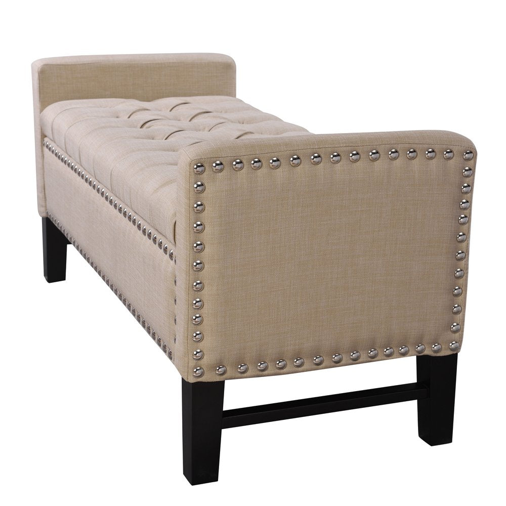 50" Espresso Upholstered PU Leather Bench with Flip top