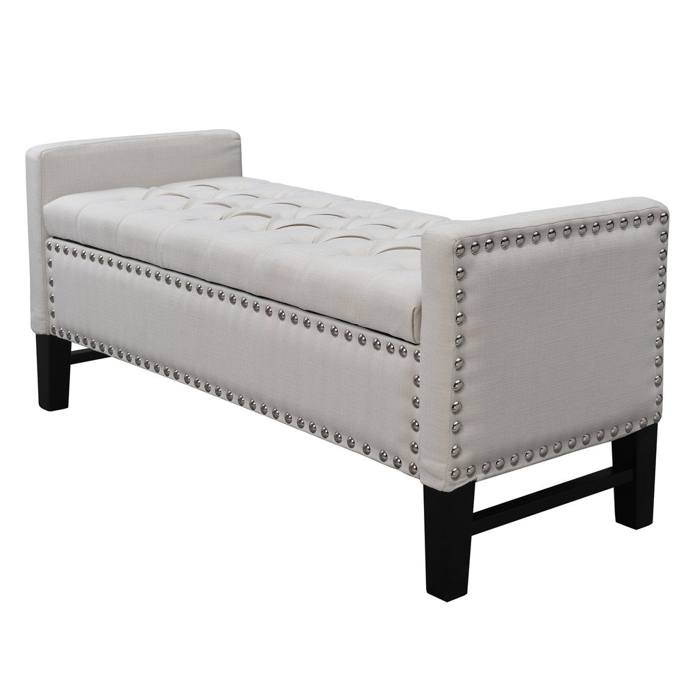 50" Espresso Upholstered PU Leather Bench with Flip top