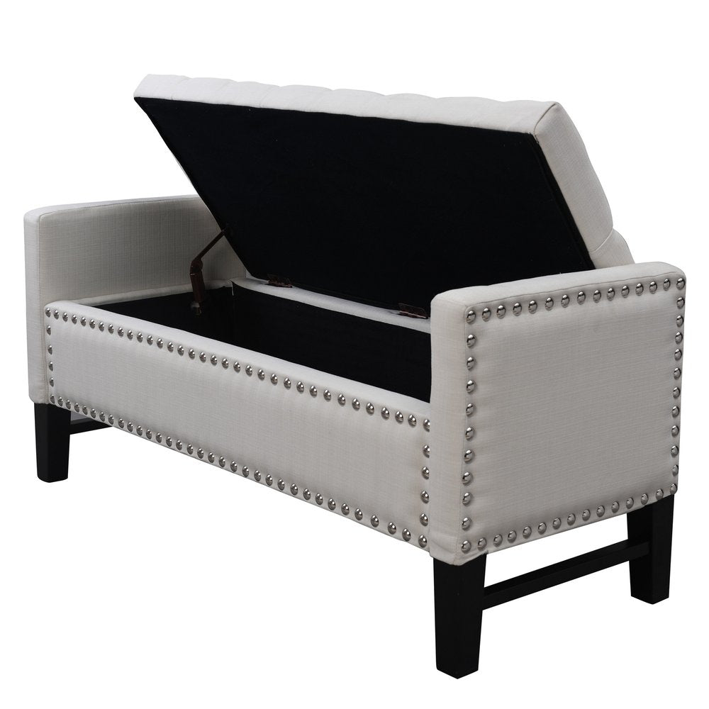 50" Espresso Upholstered PU Leather Bench with Flip top