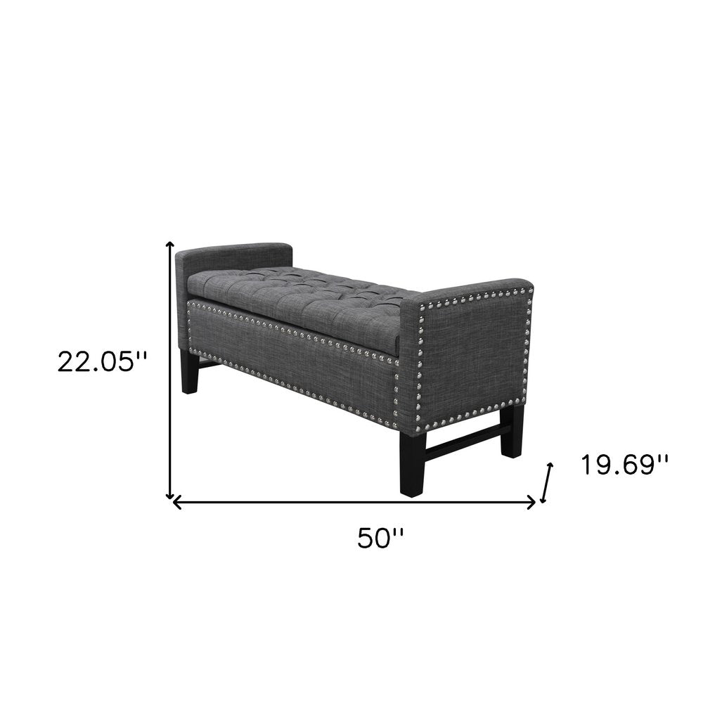 50" Espresso Upholstered PU Leather Bench with Flip top