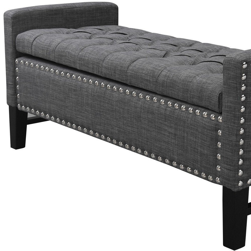 50" Espresso Upholstered PU Leather Bench with Flip top