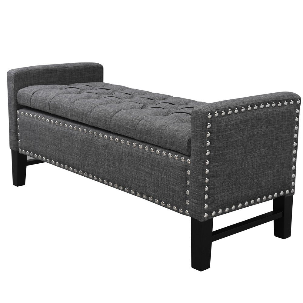 50" Espresso Upholstered PU Leather Bench with Flip top
