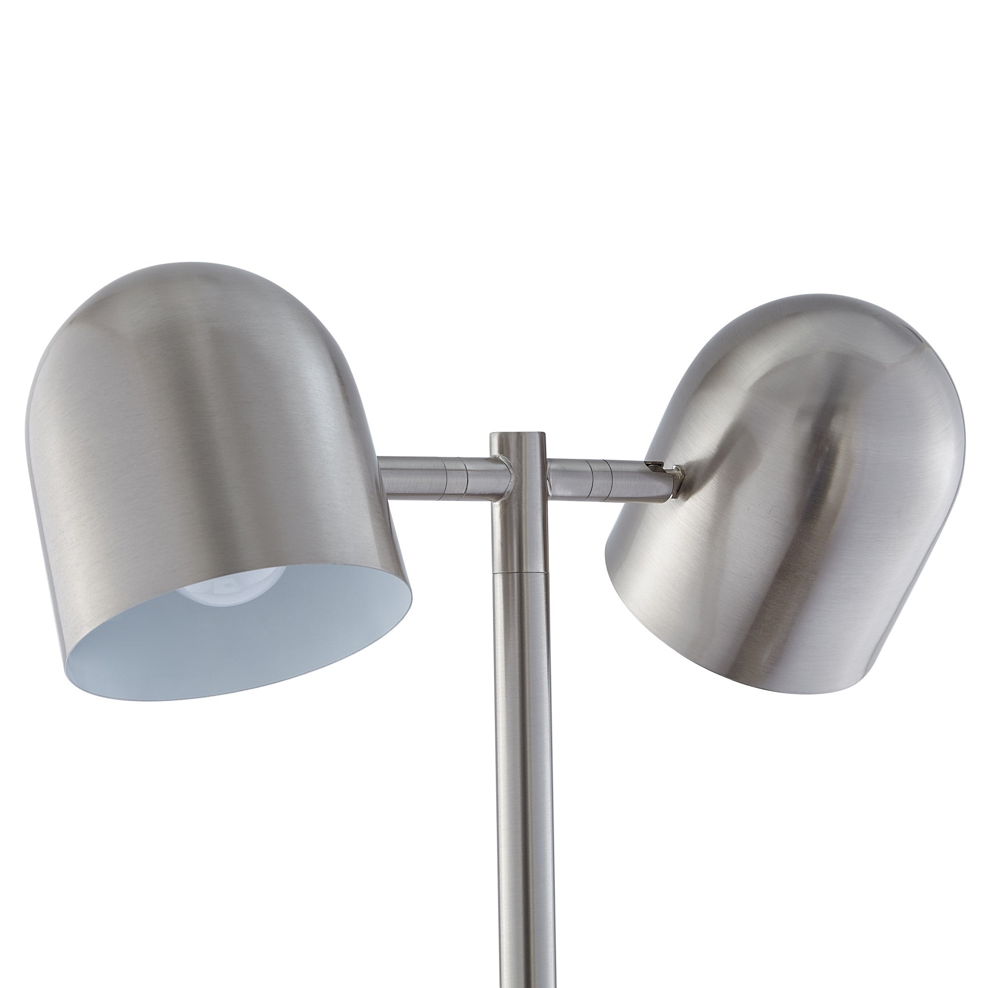 58" Chrome and White Two Light Floor Lamp With Silver Metallic Bell Shades