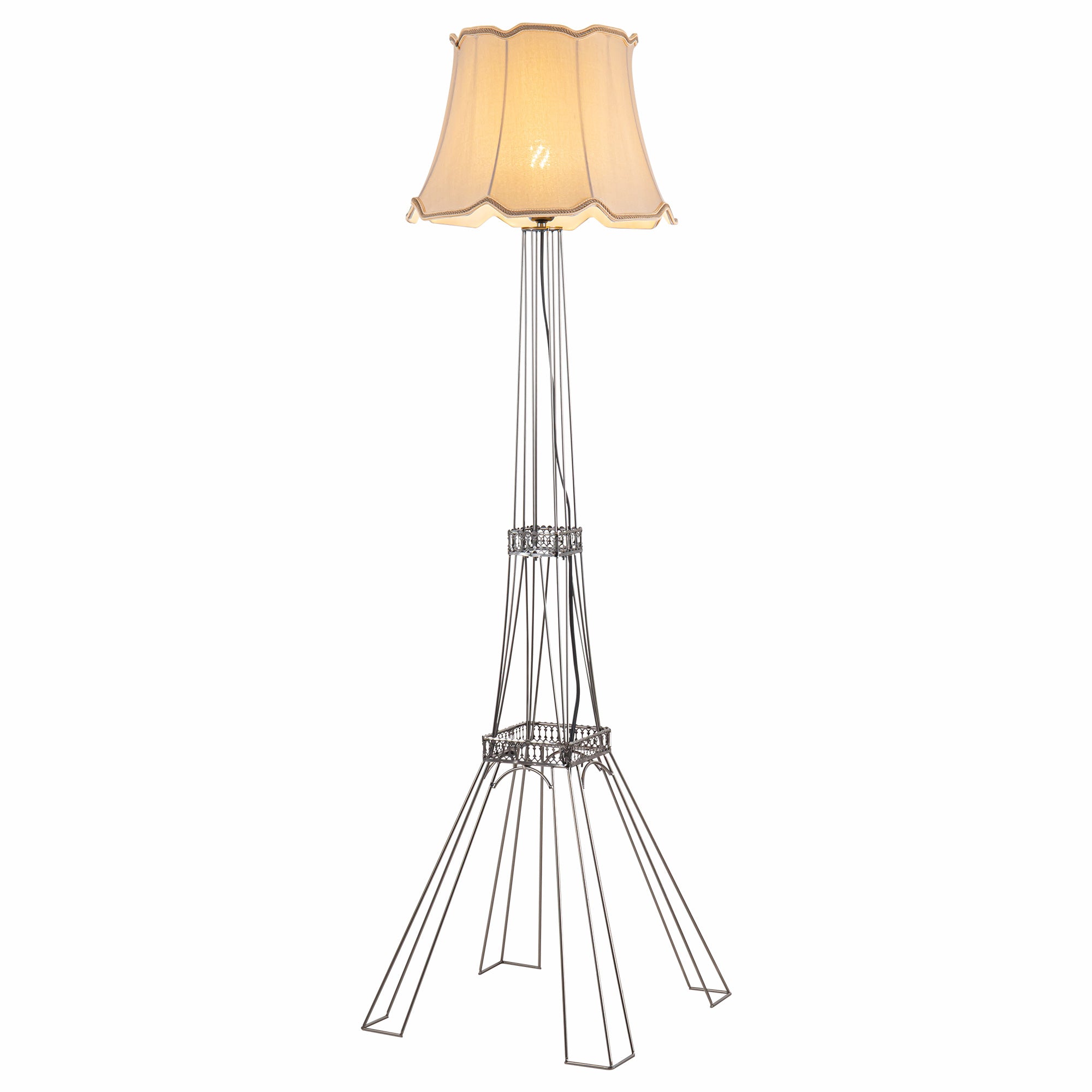 56" Brass LED Light Changing Floor Lamp With Beige Bell Shade