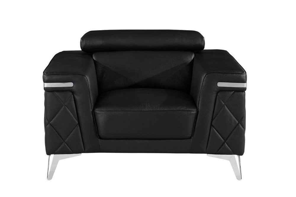 42" Gray And Silver Top Grain Leather Club Chair