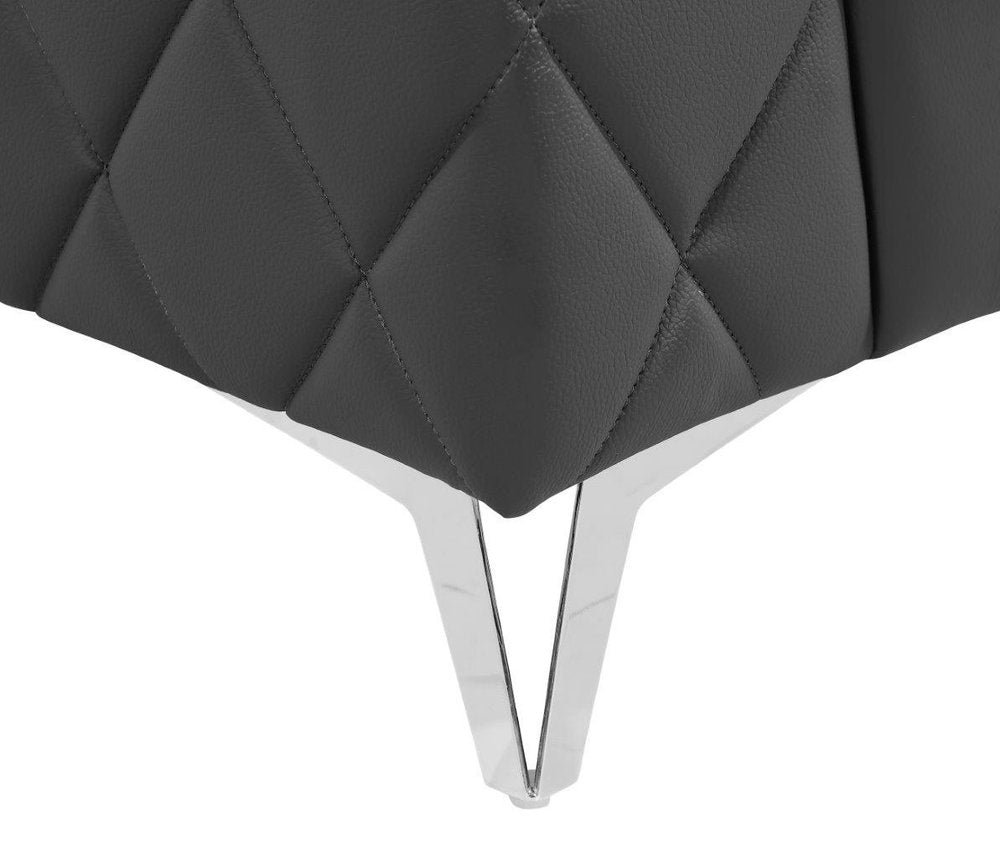 42" Black And Silver Top Grain Leather Club Chair