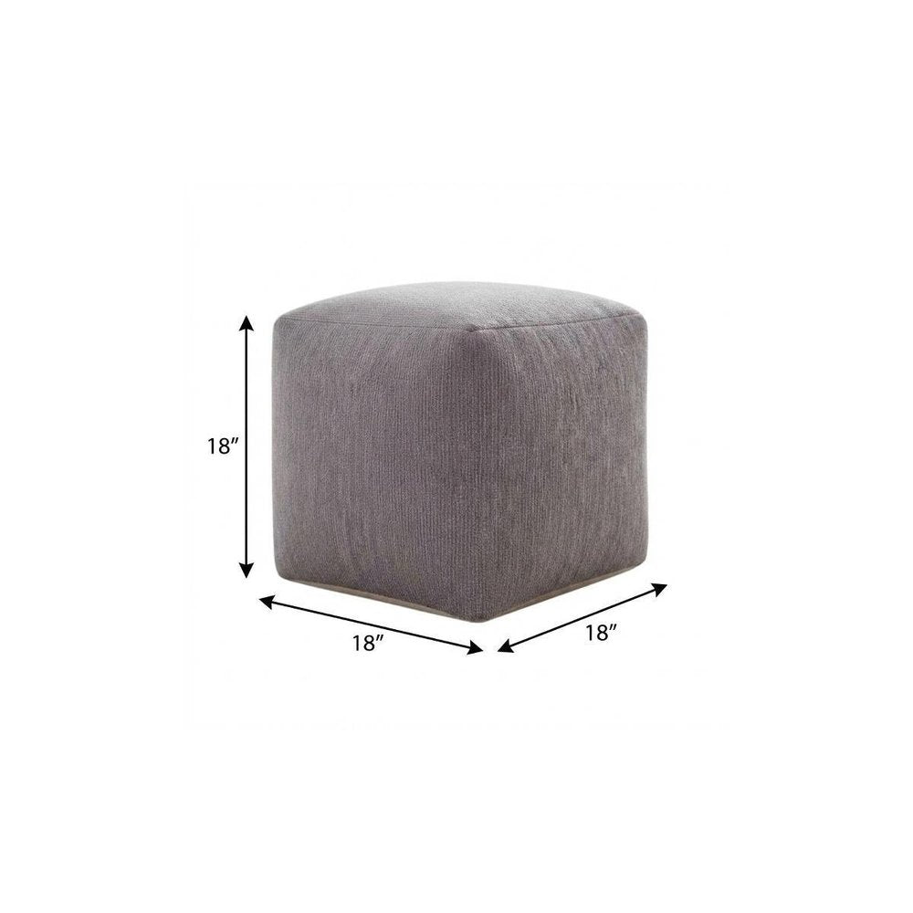 18" Beige Chenille Cube Pouf Ottoman