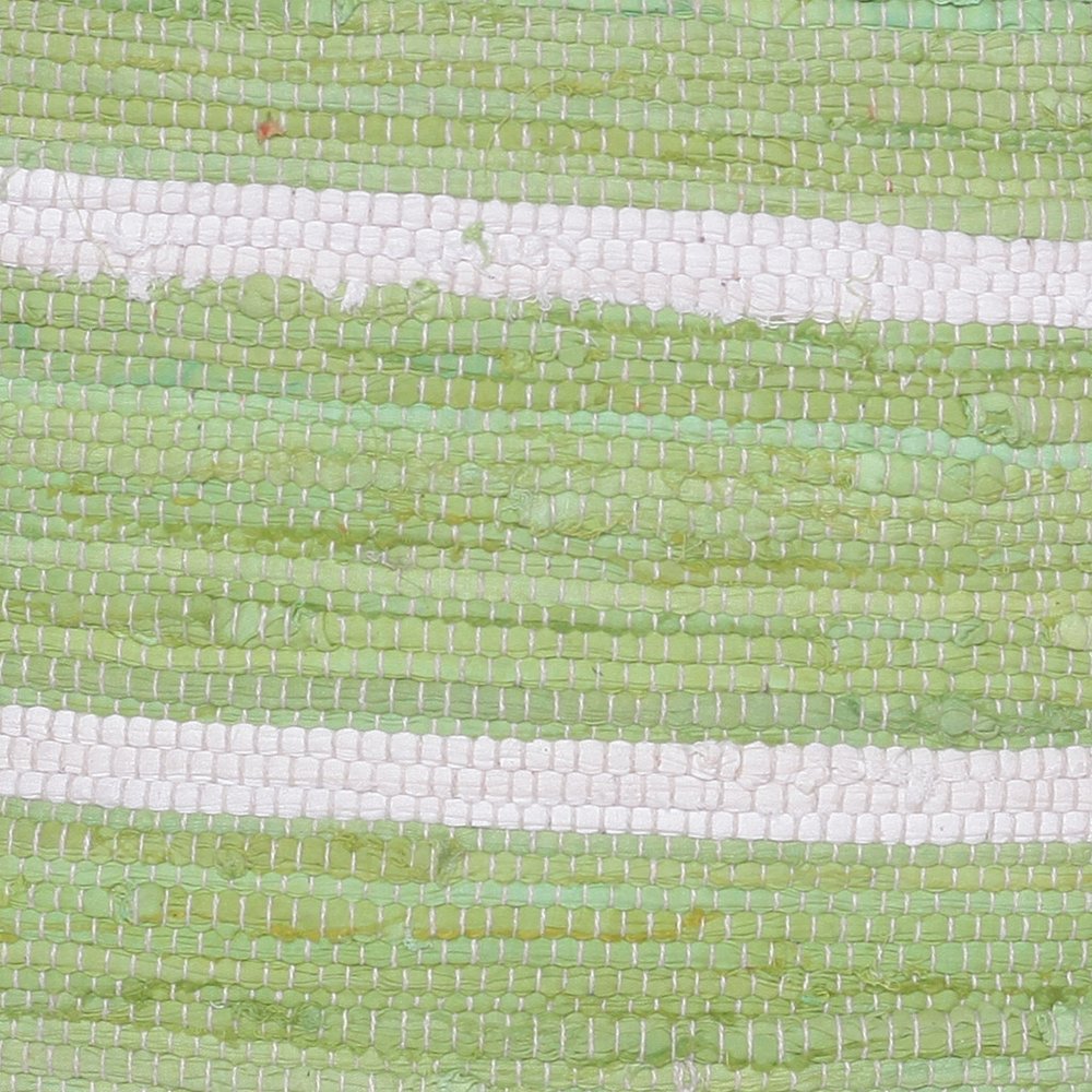 18" Green And White Cotton Cube Striped Pouf Ottoman