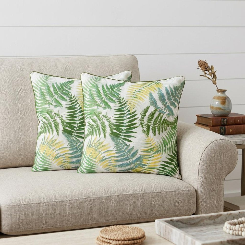 Set of Two 20" Green and Yellow Throw Pillows