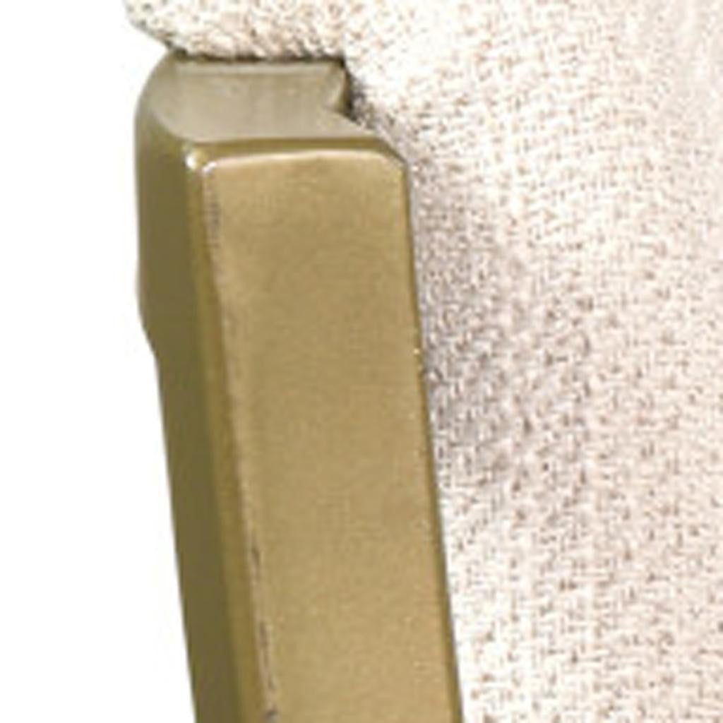 25" Beige And Antiqued Brass Fabric And Steel Low Back Counter Height Bar Chair