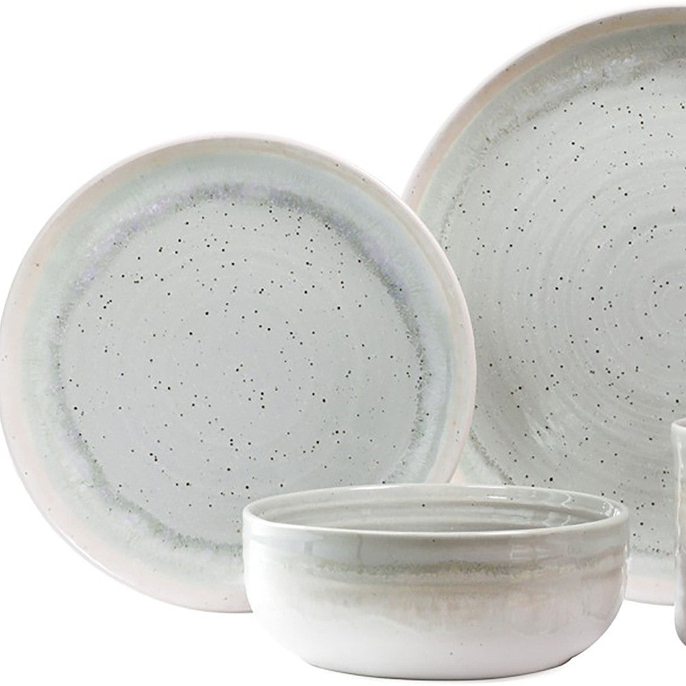 Pale Aqua Sixteen Piece Ceramic Service For Four Dinnerware Set