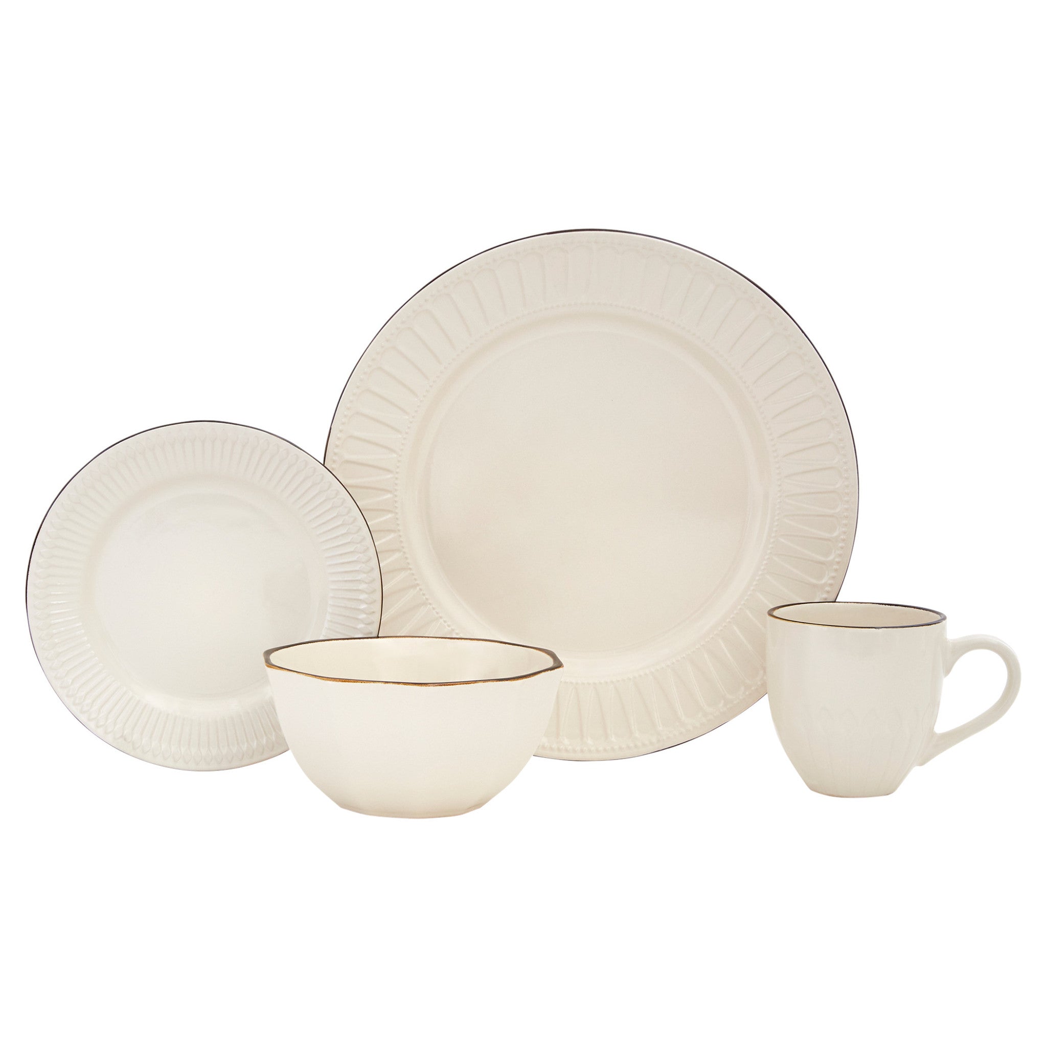 Ivory Sixteen Piece Ceramic Service For Four Dinnerware Set