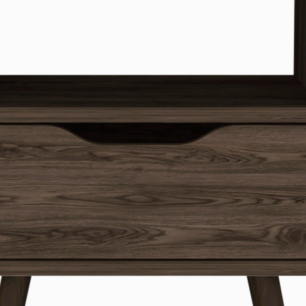 25" Brown Wood One Drawer Nightstand