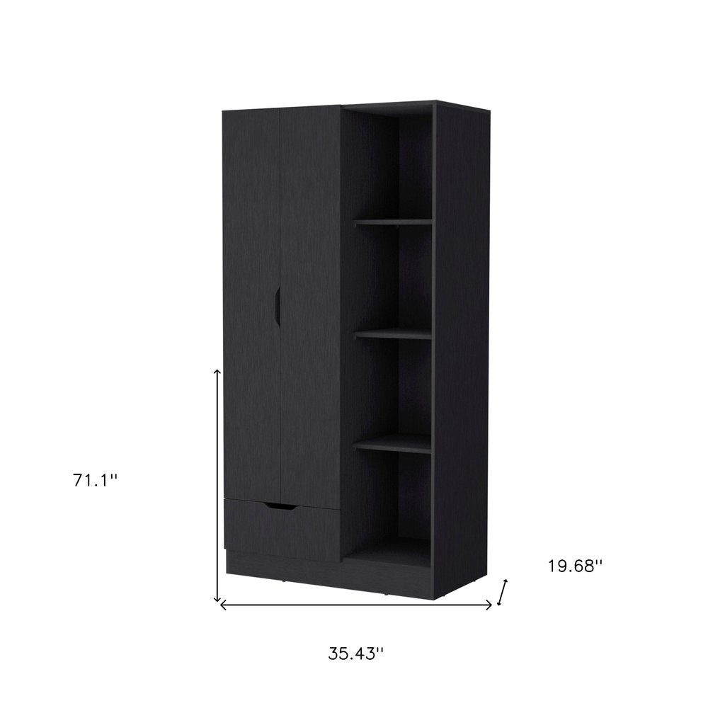 71" White Wood Two Door Single Drawer Combo Dresser