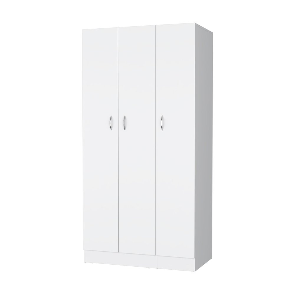 71" White Wood Three Door Two Drawer Combo Dresser