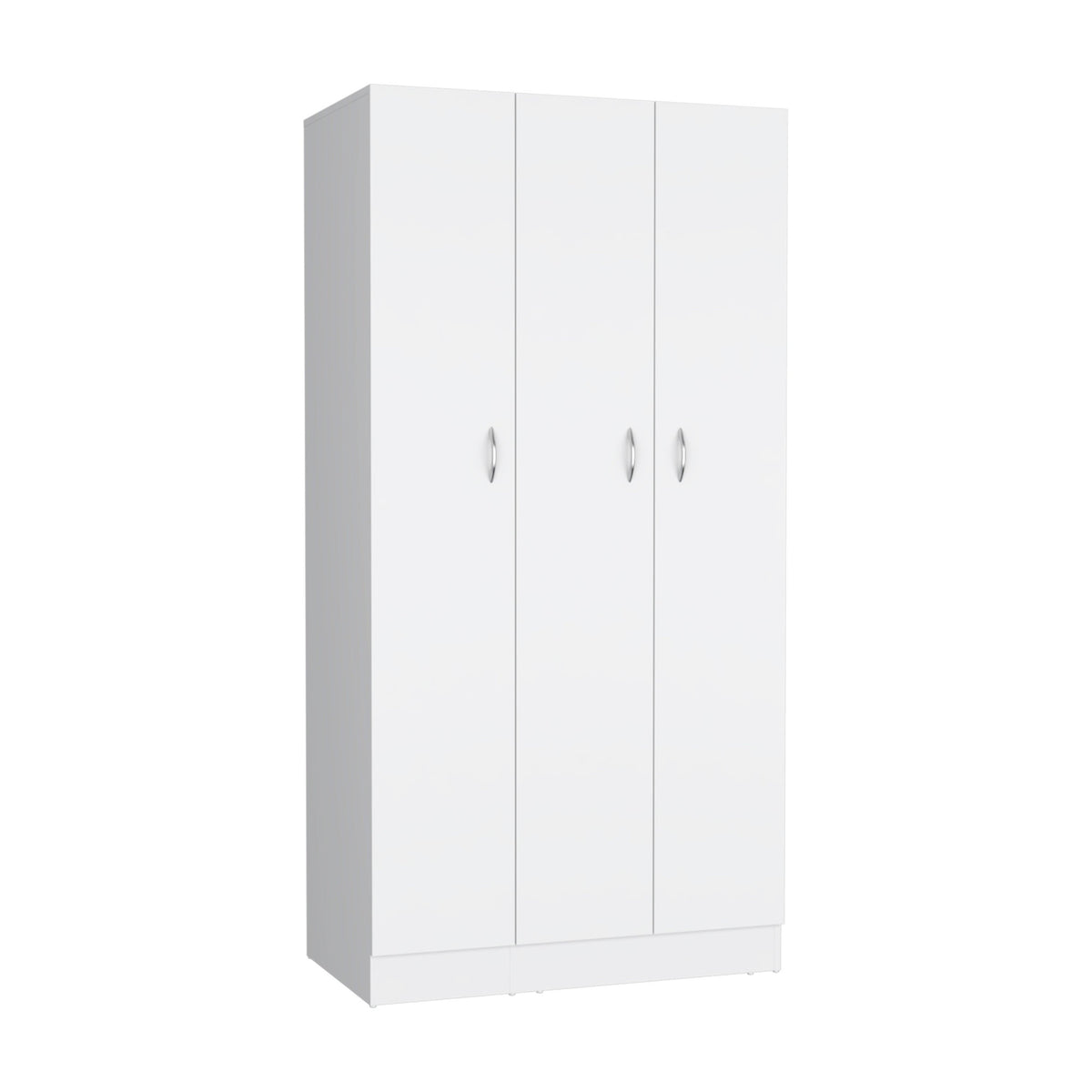 71" White Wood Three Door Two Drawer Combo Dresser