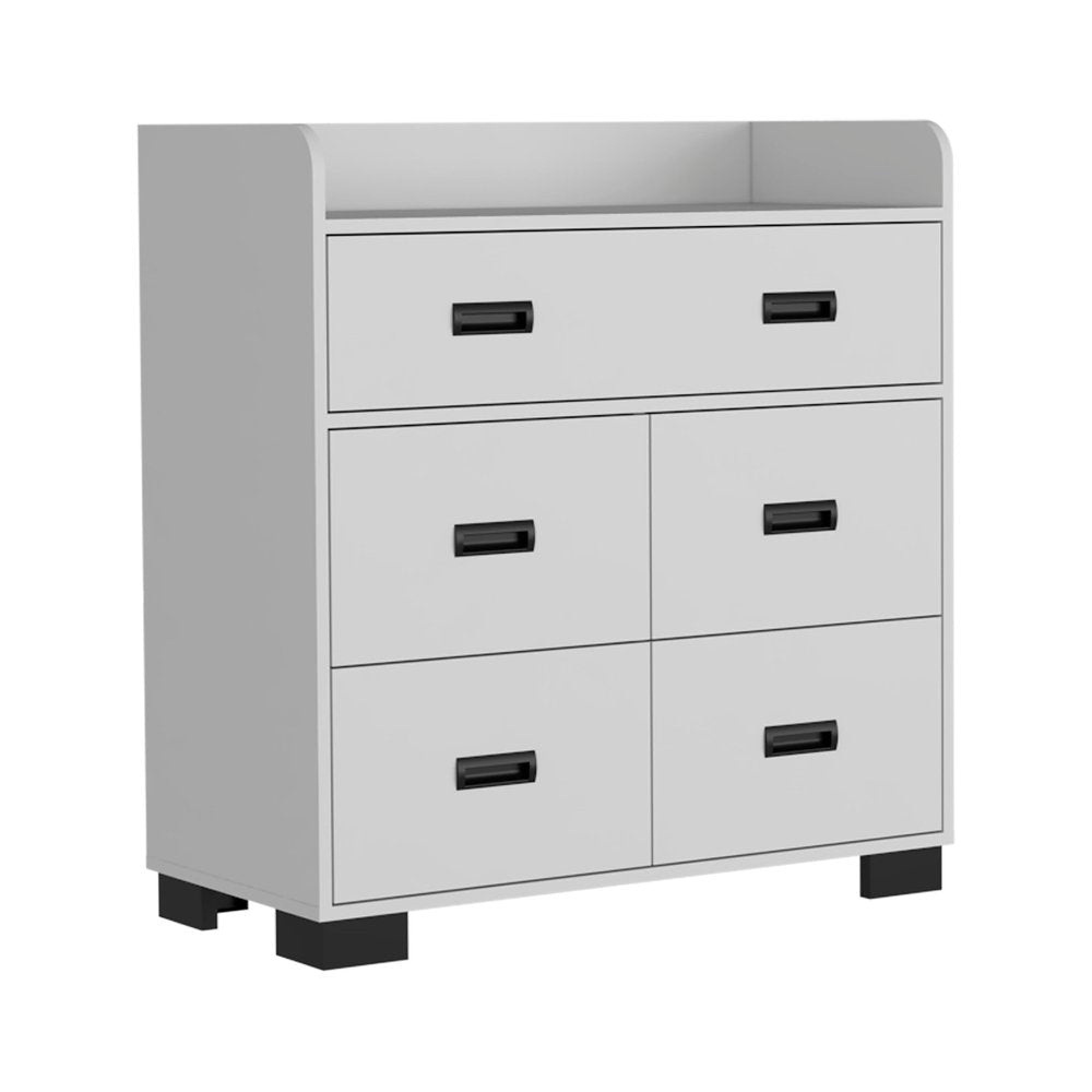 33" White Five Drawer Dresser